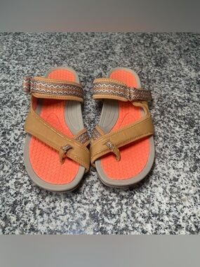 Baretraps Denni Slide Sandals Coral Orange Straps Comfort Sandal Women's 10